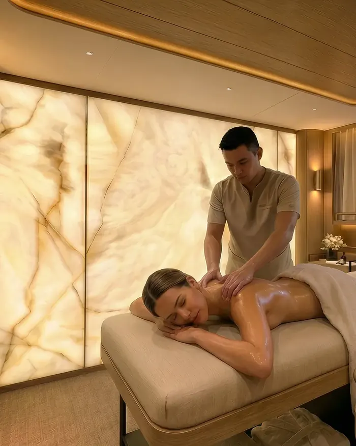 Een massage in de wellnessruimte aan boord